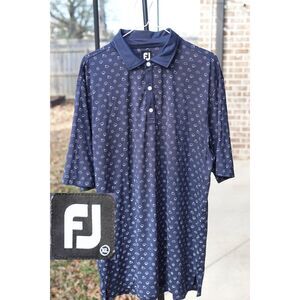 FootJoy Polo Golf Shirt Rain Weather Meteorologist Pattern Country Club Patch